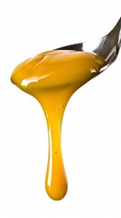 Honey Mustard Sauce on a Spoon with a White Background