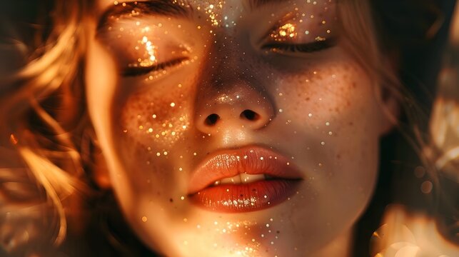 Unleash Your Inner Glow! Girl is depicted in a natural setting, related to skincare, health, dermatology, self-care. cosmetics and beauty