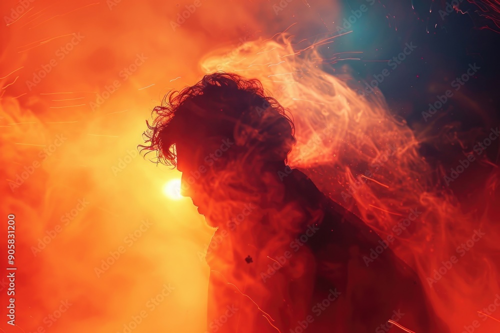 Poster a person standing in front of a shining light, potentially representing guidance or inspiration