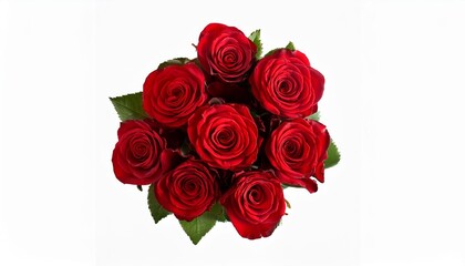 Obraz premium above view bouquet of red roses isolated