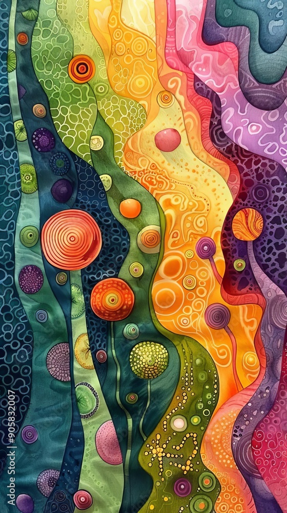 Poster colorful abstract art featuring vibrant swirls and patterns, perfect for adding a touch of creativit