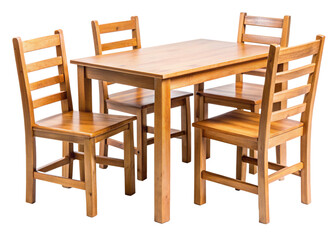 Round Dark Wood Table and Chair on Clear Background – Great for Online Catalogs