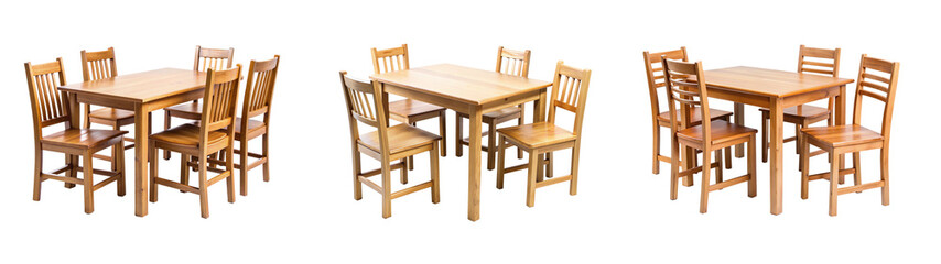 Round Dark Wood Table and Chair on Clear Background – Great for Online Catalogs
