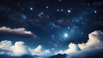 night starry sky with clouds for your design