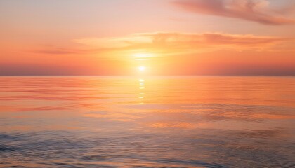 orange sunset reflection in the sea soft pastel style