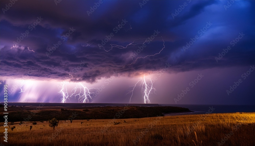 Canvas Prints a dynamic scene showcasing the raw power and energy of a thunderstorm rolling across the horizon wit