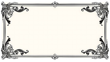Simple Black Frame with Ornamental Edges on White Background