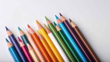Fototapeta premium crayons colored pencils colored pencils on white background an