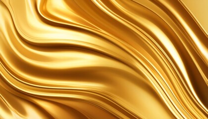 Fototapeta premium golden liquid abstract wavy background texture gold material fabric silky smooth backdrop