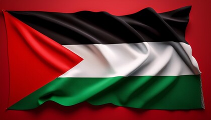 Obraz premium a wavy palestinian flag on a red background ai generative