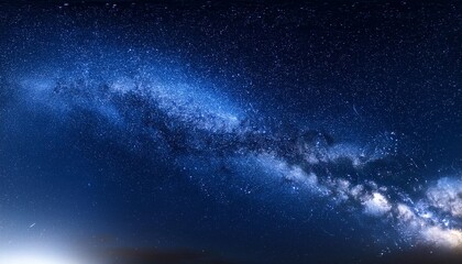 panorama dark blue night sky milky way and stars on dark background universe filled with stars nebula and galaxy celestial objects in the night sky constellations in the universe deep space wonders