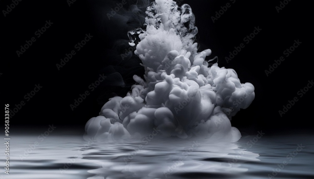 Canvas Prints abstract image of dense gray smoke rising from water on dark background