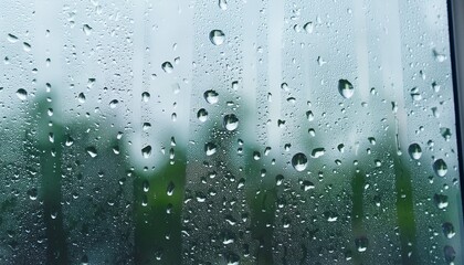 panoramic background raindrops and trickles of rain close up on window glass in heavy rain