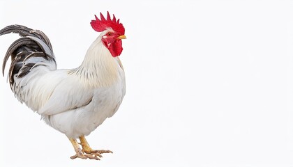 a white rooster stands on a plain png background a white chicken isolated on transparent background