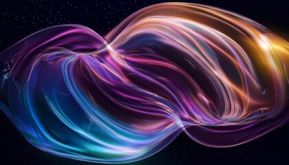 Obraz premium chromatic 3d waves intertwining forming a mesmerizing dance of liquid brilliance suspended in the cosmic void