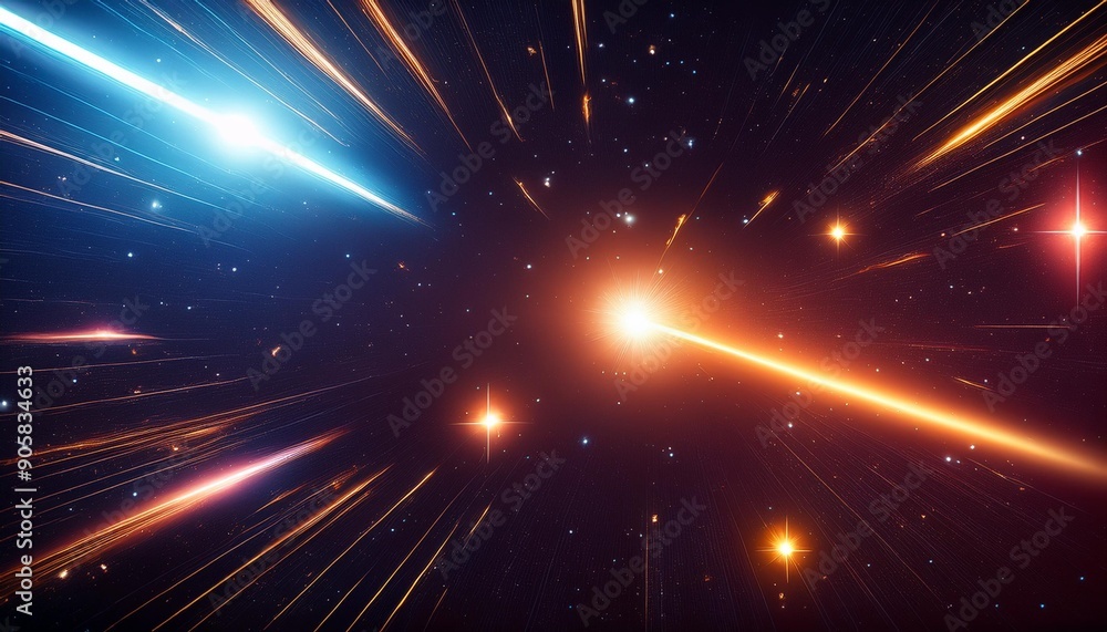 Wall mural abstract background of outer space with ultra bright stars and comets on the theme of explosions and