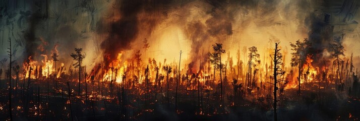Forest Fire and Deforestation Causing Environmental Pollution