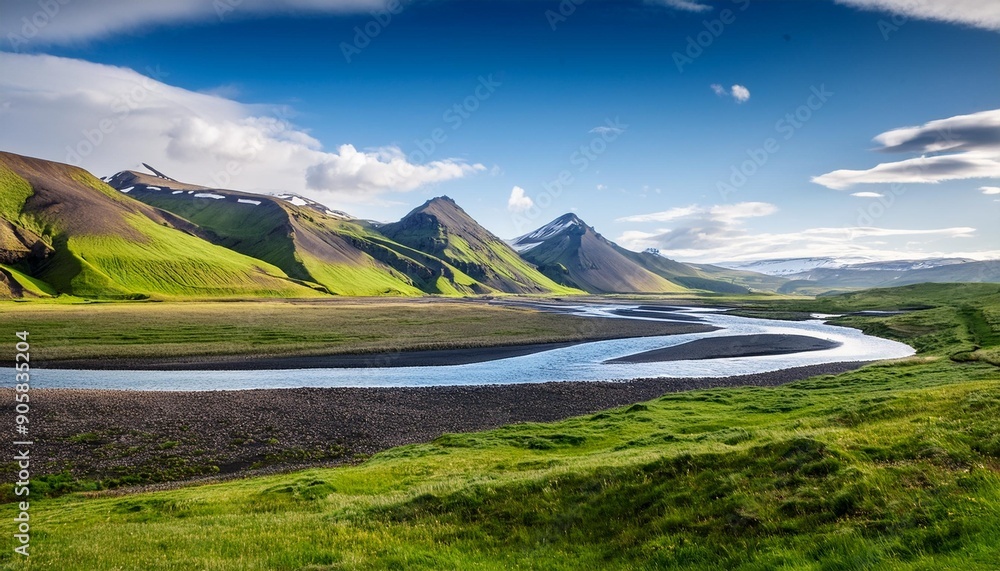 Canvas Prints icelandic landscape with river and mountains in summer iceland