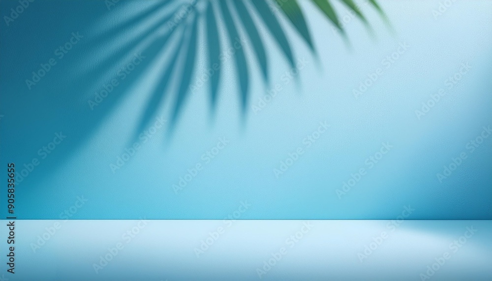 Canvas Prints blurred shadow from palm leaves on the blue wall minimal abstract background for product presentatio