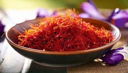 saffron in a bowl on a table