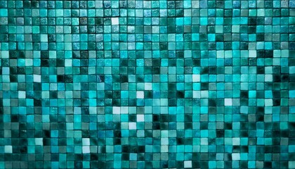 Fototapeta premium turquoise square mosaic tiles for background