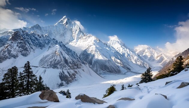 beautiful snow covered mountains landscape kashmir state india