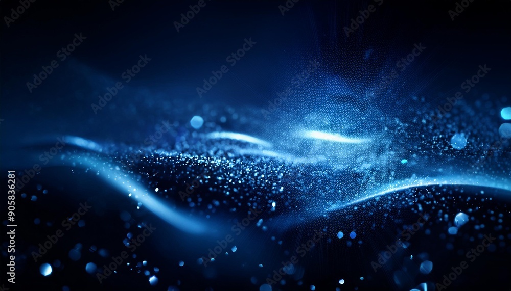 Poster dark blue and glow particle abstract background