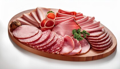 cold cut sliced deli meats on charcuterie board