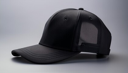 Fototapeta premium black baseball cap mockup on a grey background