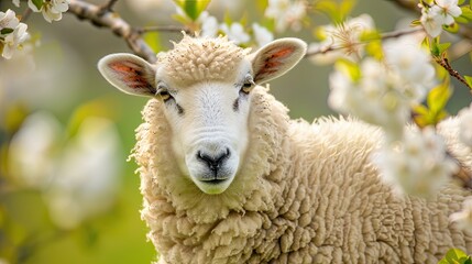 Fototapeta premium sheep isolated on spring background