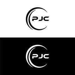 Obraz premium PJC logo. P J C design. White PJC letter. PJC, P J C letter logo design. P J C letter logo design in GOLD, GOLDEN LOGO, THREE, style. letter logo set in one artboard. P J C letter logo vector design.