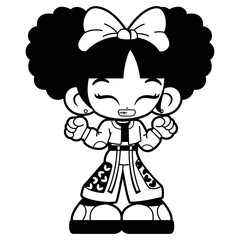 Vector Retro Cartoon Girl Character Y2k Style Illustration Isolated