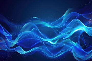 Fototapeta premium A blue wavy cloud of smoke appears against a dark background, perfect for use in conceptual or atmospheric scenes