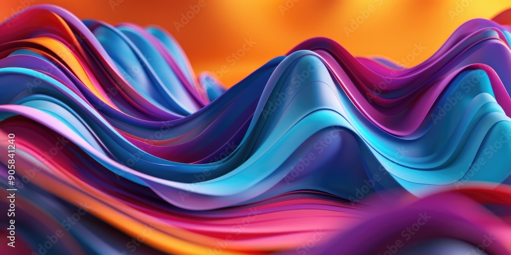 Poster Close-up view of a vibrant wave pattern with swirling colors and textures
