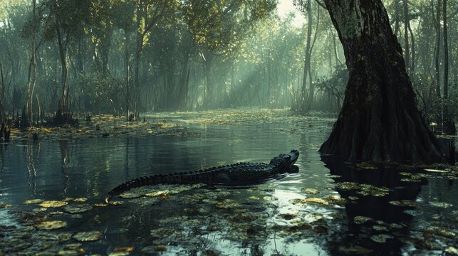 Fototapeta Alligator in the Swamp