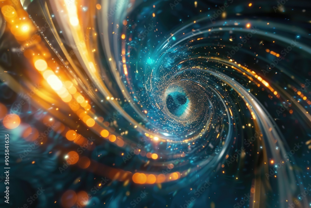 Poster A spiral shaped object with a blue center