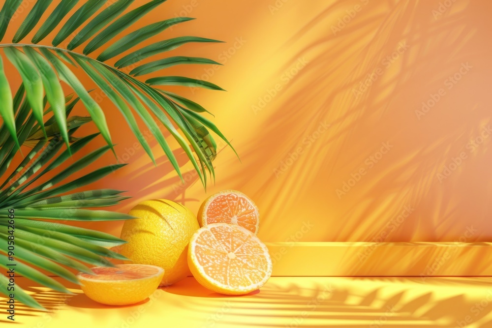 Aufkleber a pair of oranges placed on a table surface