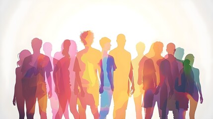 Diverse Group Of People Silhouettes In Vibrant Colors