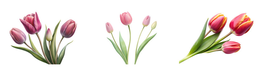 Naklejka premium Tulip with Buds on a Transparent Background – Perfect for Greeting Cards and Floral Marketing