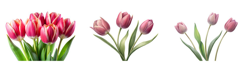Naklejka premium Tulip with Buds on a Transparent Background – Perfect for Greeting Cards and Floral Marketing