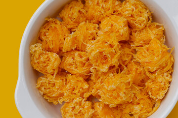 Thai crispy flossy sweet Eggs floss (Foi Thong Krob)
