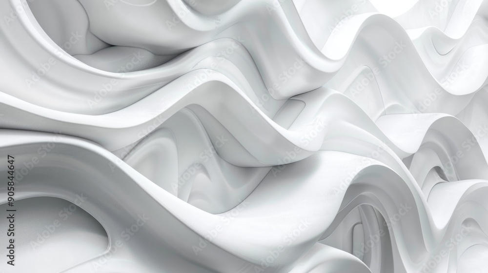 Poster a detailed view of a wall featuring wavy white material, ideal for use in interior design or archite