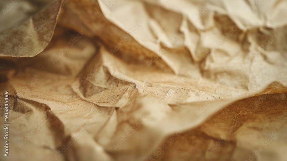 Poster a close-up shot of a piece of brown paper with texture and wrinkles