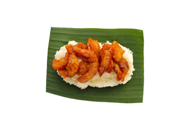 Sticky rice with fried pork