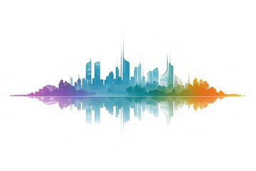 Fototapeta premium colorful city urban Silhouette Skyline with Buildings and Skyscrapers Illustration on white background 