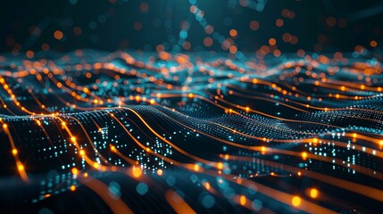 Abstract Digital Landscape with Glowing Lines