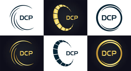 DCP logo. D C P design. White DCP letter. DCP, D C P letter logo design. D C P letter logo design in GOLD, GOLDEN LOGO, THREE, style. letter logo set in one artboard. D C P letter logo vector design.