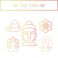 Set of Yoga Icons Vector