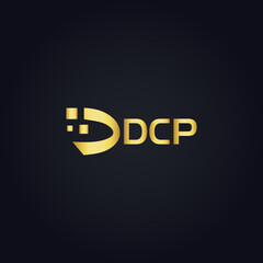 DCP logo. D C P design. White DCP letter. DCP, D C P letter logo design. D C P letter logo design in GOLD, GOLDEN LOGO, THREE, style. letter logo set in one artboard. D C P letter logo vector design.
