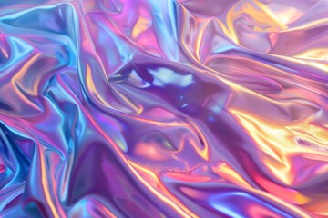 Fototapeta premium Shimmering holographic background with iridescent waves of color smooth